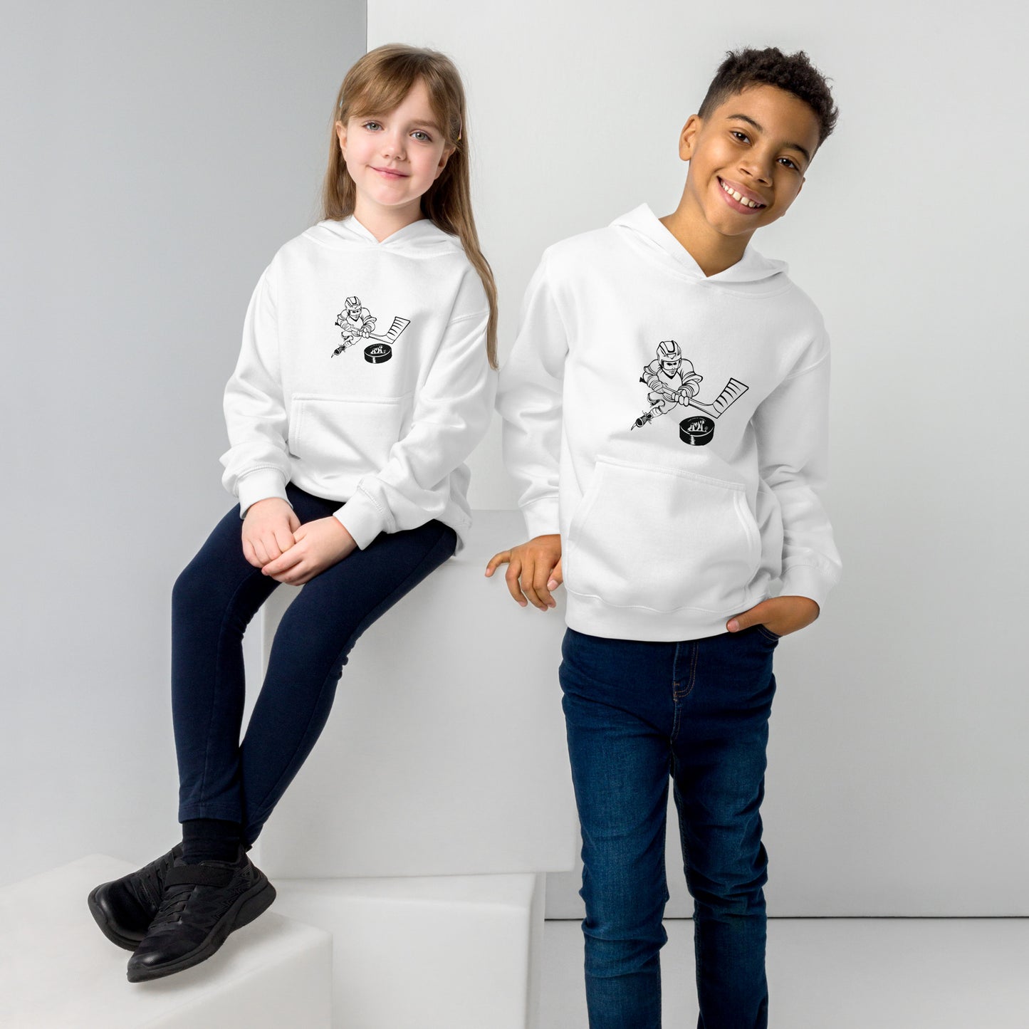 Hockey Kids Hoodie (Black and White)